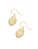 Carved Quartz Shell Earrings in 18k Yellow Gold and 14k Yellow Gold