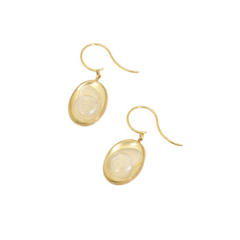 Carved Quartz Shell Earrings in 18k Yellow Gold and 14k Yellow Gold