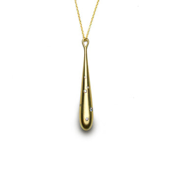 Olivia Shih Large Drop Pendant in 14k Gold with Diamonds