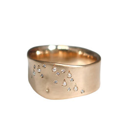 Alice Son Omphaloskepsis Band with Diamonds and Pearls in 10k Yellow Gold