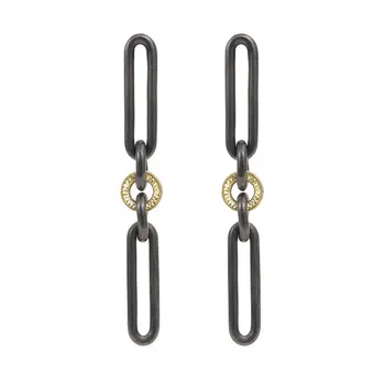 Alice Son Lux Earrings in Oxidized Silver and 18k Yellow Gold