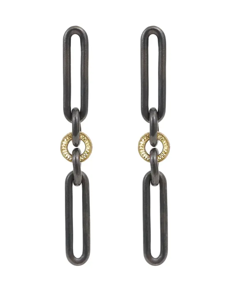 Alice Son Lux Earrings in Oxidized Silver and 18k Yellow Gold