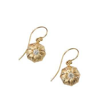 Alice Son Clematis Earrings with Diamonds in 18k Yellow Gold