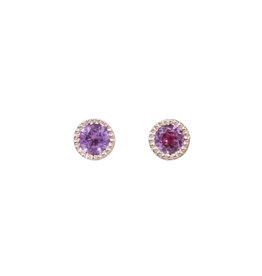 Alice Son 3.5mm Pink Sapphire Millgrain Post Earrings in 14k Rose Gold
