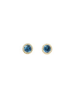 Alice Son 2.5mm Blue Sapphire Millgrain Post Earrings in 14k Yellow Gold