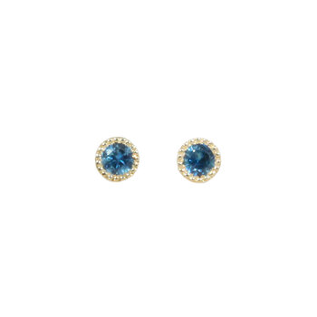 Alice Son 2.5mm Blue Sapphire Millgrain Post Earrings in 14k Yellow Gold