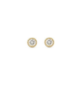 Alice Son 2.5mm Diamond Millgrain Post Earrings in 14k Yellow Gold