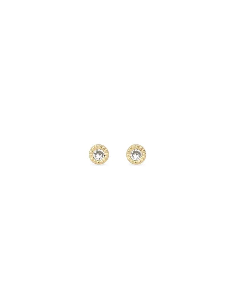 Alice Son 1.5mm Diamond Millgrain Post Earrings in 14k Yellow Gold
