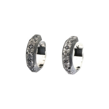 Alice Son 6mm August Huggie Hoop Earrings in Oxidized Silver