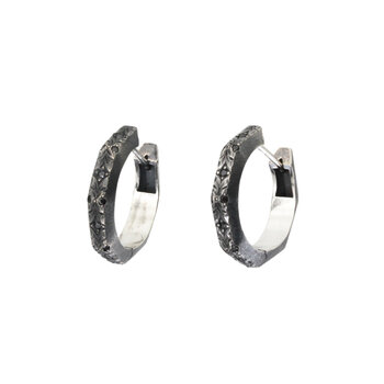 Alice Son 4mm August Huggie Hoop Earrings in Oxidized Silver