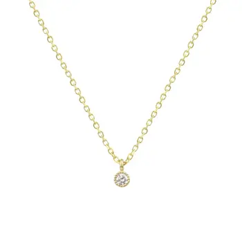 Alice Son 2.5mm Diamond Millgrain Necklace in 14k Yellow Gold