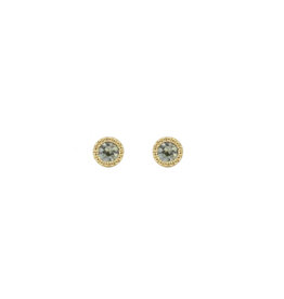 Alice Son 2mm Green Sapphire Millgrain Post Earrings in 14k Yellow Gold