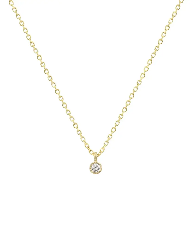 Alice Son 2mm Diamond Millgrain Necklace in 14k Yellow Gold