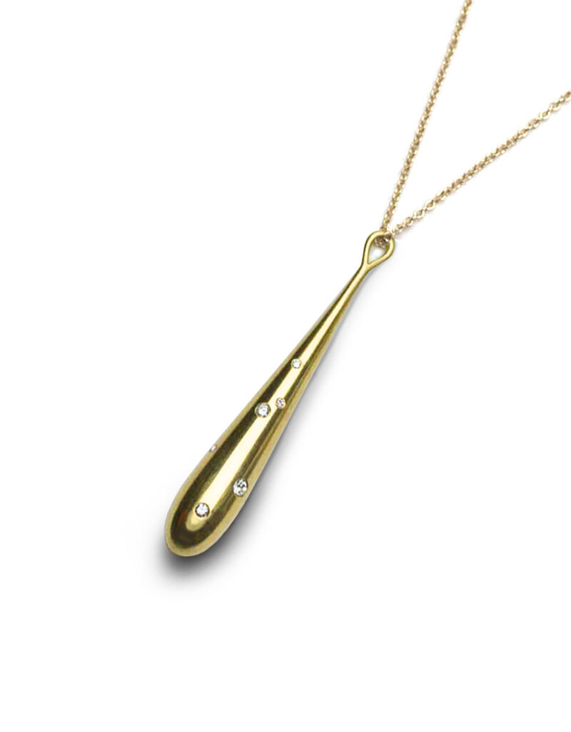 Olivia Shih Large Drop Pendant in 14k Gold with Diamonds