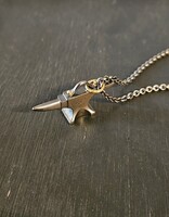 Anvil Pendant in Oxidized Silver and 18k Gold