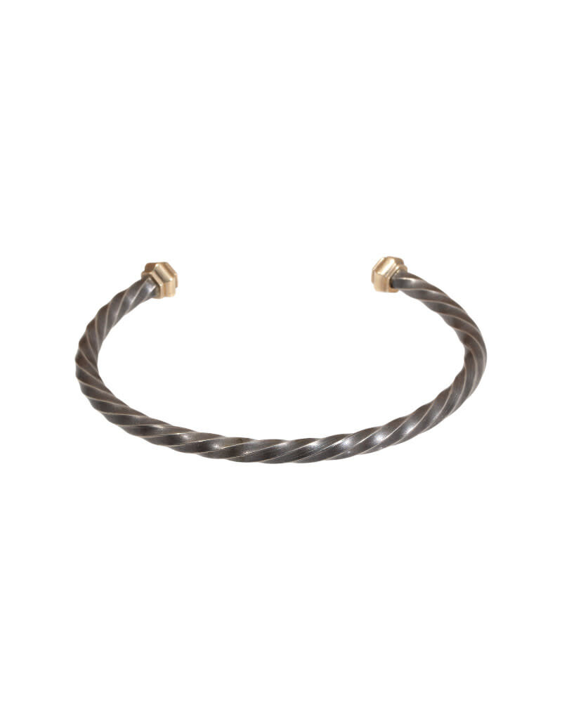 Twisted Cuff Bracelet in Silver and 18k Gold