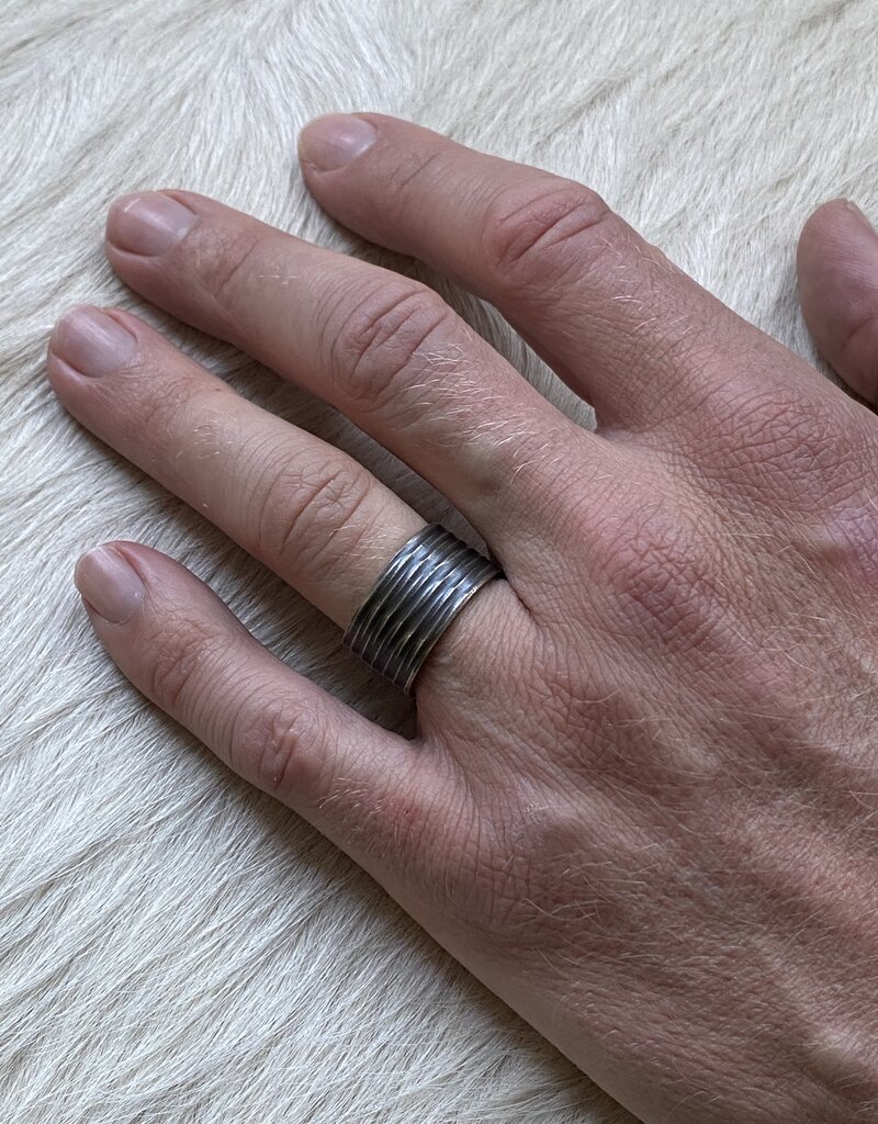 Diamond Pen Ring in Oxidized Silver