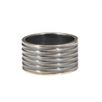 Diamond Pen Ring in Oxidized Silver