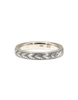White Gold Engraved Ring, X Pattern with Arrows