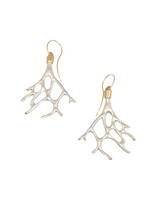 Aki Coral Branch Earrings in Silver and Bronze with White Diamonds
