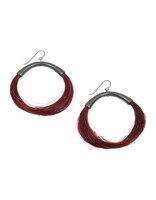 Carmine Moon Horsehair Hoop Earrings in  Oxidized Silver