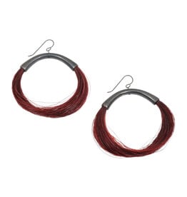 Carmine Moon Horsehair Hoop Earrings in  Oxidized Silver