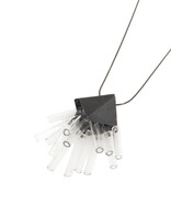 Glass Necklace in Oxidized Silver