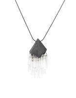 Glass Necklace in Oxidized Silver