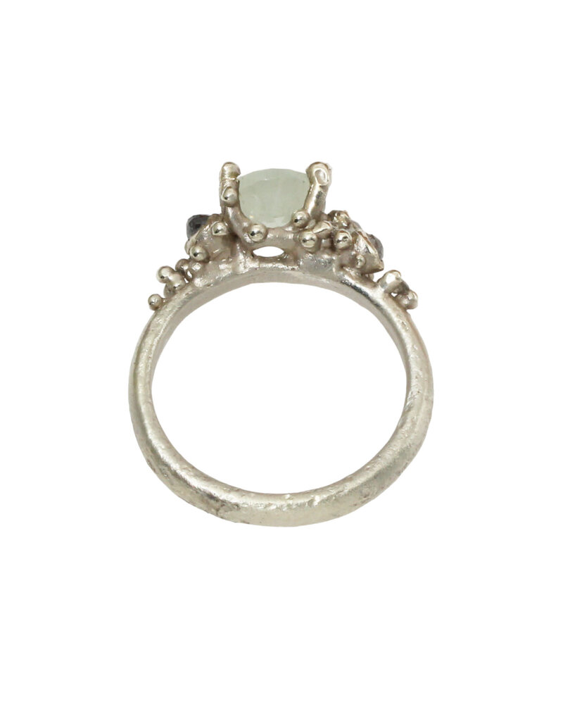 Green Amethyst and Diamond Encrusted Ring in 9ct White Gold