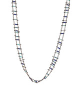 Chain Necklace with Amazonite & Lapis in Oxidized Silver & Bronze