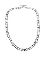 Chain Necklace with Amazonite & Lapis in Oxidized Silver & Bronze