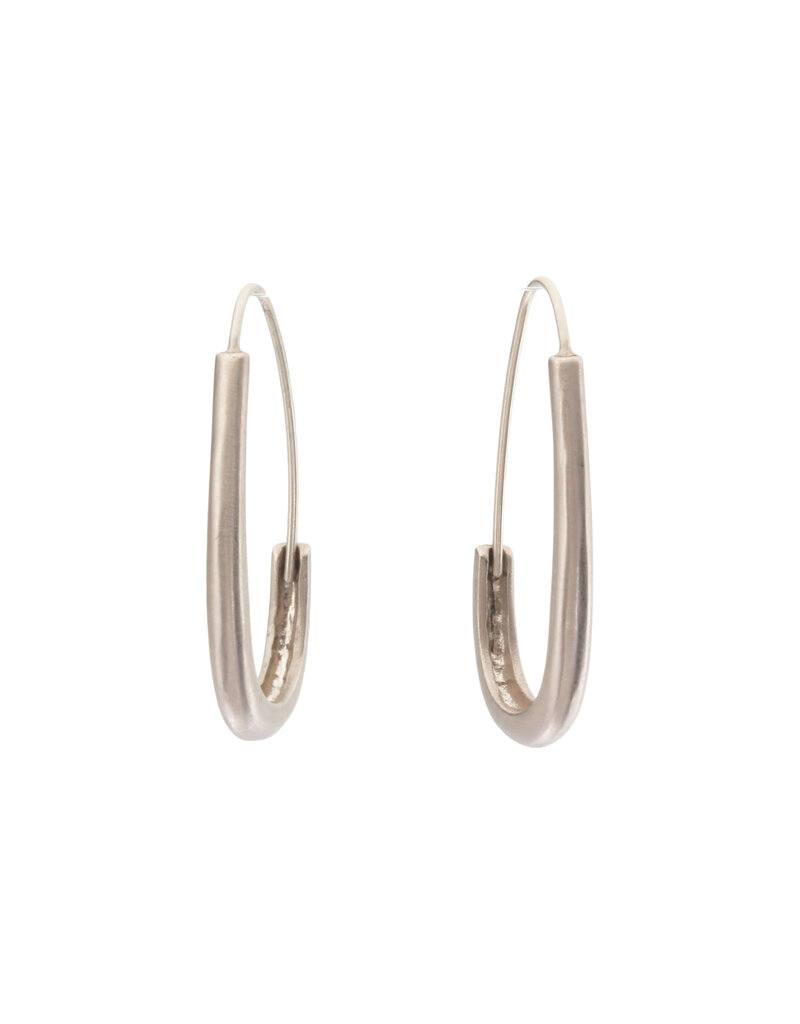 Oval Katachi Hoop Earrings in 14k Palladium White Gold