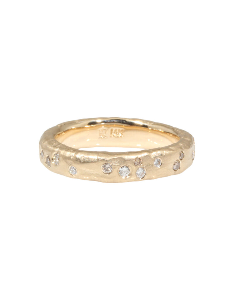 Celestial Ring in 14k Gold with White and Cognac Diamonds