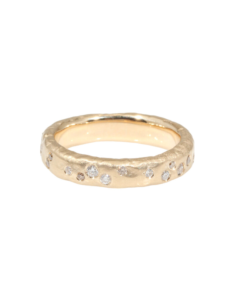 Celestial Ring in 14k Gold with White and Cognac Diamonds