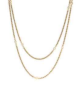 Twisted Chain and Diamond Necklace in 14k and 22k - 46"