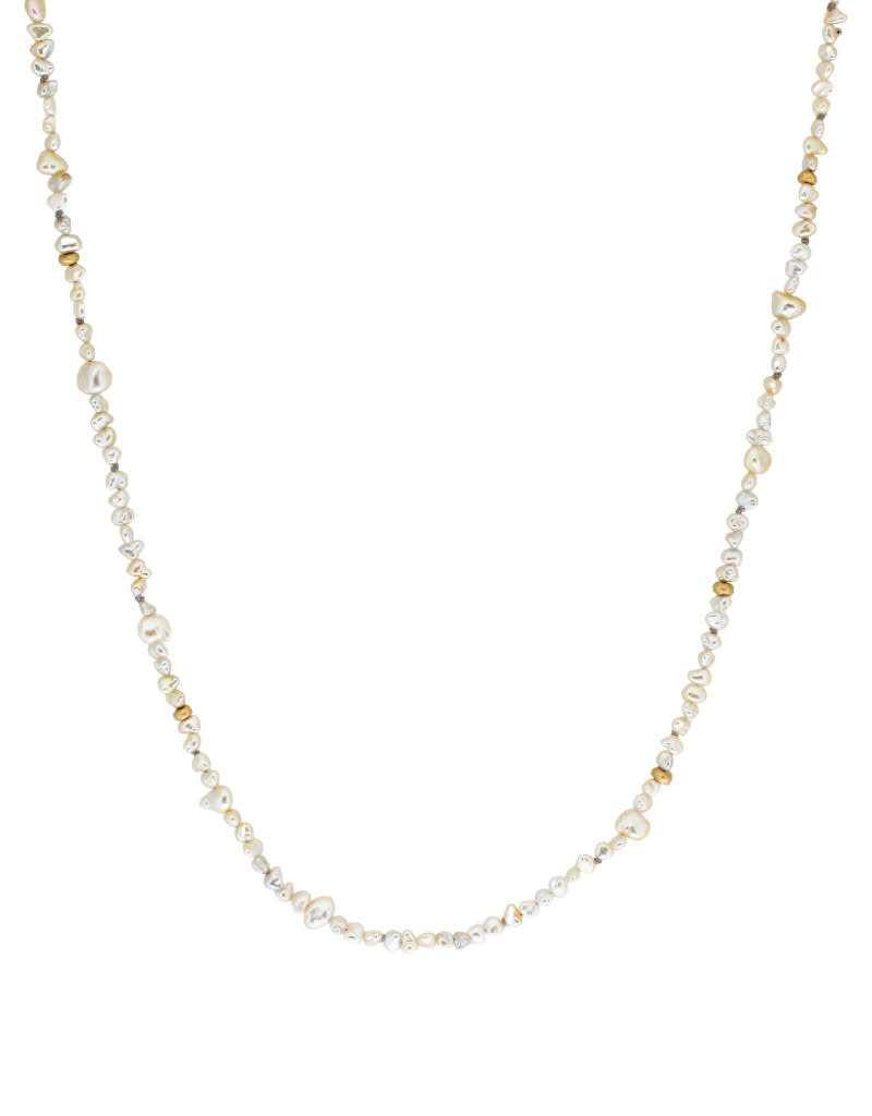 Keshi Pearl Necklace with 18k Gold Beads and Clasp