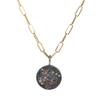 Constellation of Aquarius Necklace with Caramel Candy Sapphires