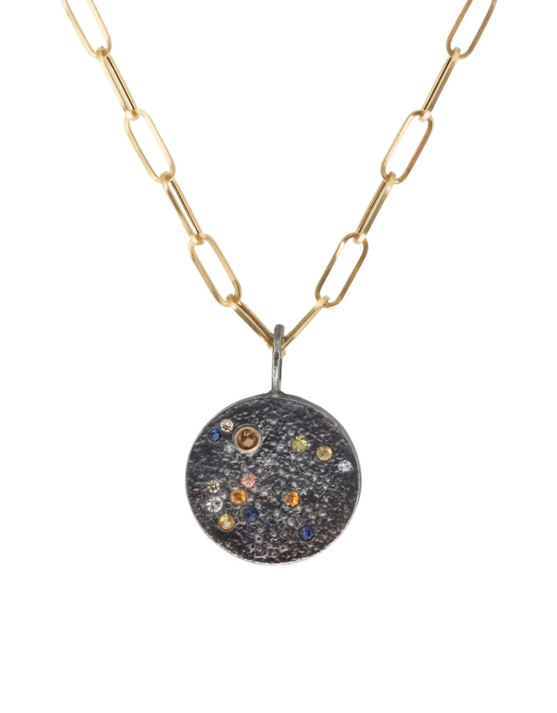 Constellation of Aquarius Necklace with Caramel Candy Sapphires