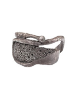 Tendril Cuff with Perforated Insert in Oxidized Silver