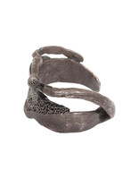 Tendril Cuff with Perforated Insert in Oxidized Silver