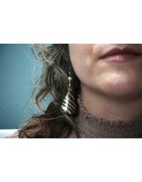 Big Sur Goldsmiths Pearl Striped Earrings in 23k, 18k Gold and Oxidized Silver