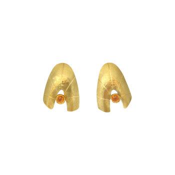 Big Sur Goldsmiths Orange Sapphire Earrings in 22k Gold