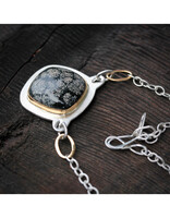 Big Sur Goldsmiths Flower Obsidian Necklace in 22k Gold and Silver