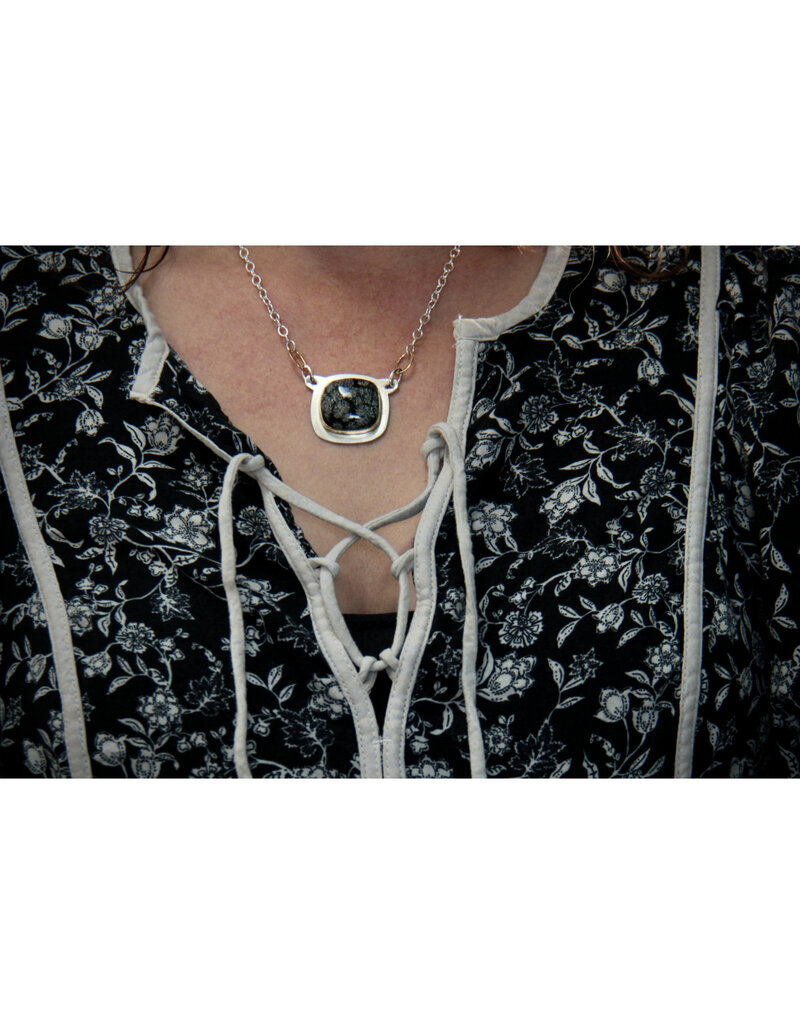 Big Sur Goldsmiths Flower Obsidian Necklace in 22k Gold and Silver