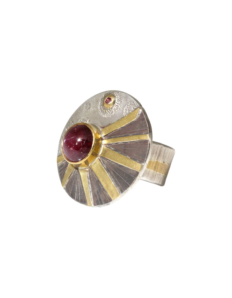 Big Sur Goldsmiths Star Ruby and Pink Sapphire Ring in 22k Gold and Silver