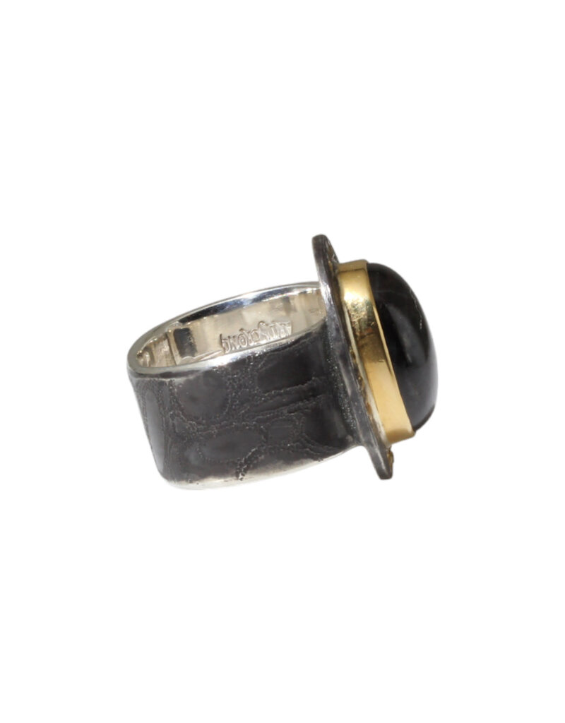 Big Sur Goldsmiths Black and Yellow Sapphires Ring in 22k Gold and Oxidized Silver