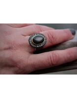 Big Sur Goldsmiths Black and Yellow Sapphires Ring in 22k Gold and Oxidized Silver
