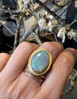 Big Sur Goldsmiths Australian Opal Ring in 22k and 18k Gold