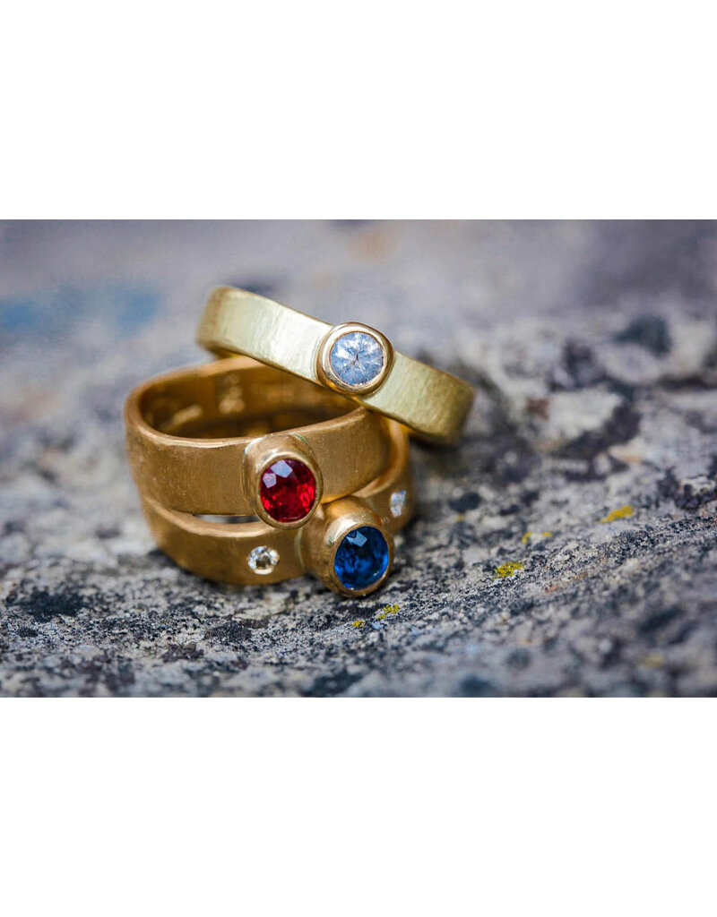 Big Sur Goldsmiths Jedi Red Spinel Ring in 22k Gold with Champagne Diamonds