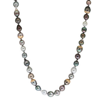 Tahitian Baroque Pearl Necklace with 14k Gold Toggle Clasp, Chain and Pearl Caps